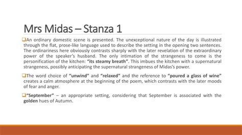 Mrs Midas Summary .